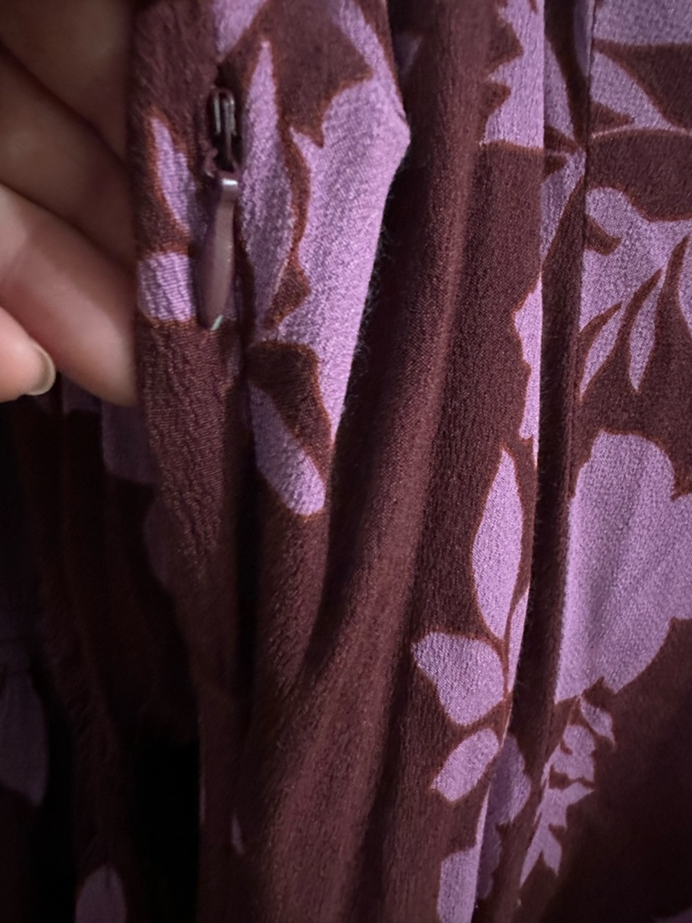 Peter Som Plum Midi Dress with Lilac Floral Print - Picture 5 of 6